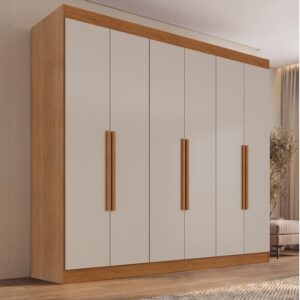 Guarda-roupa Roma Larg. 1.77m Cinamomo/Off 6 Portas 2 Gavetas - Sallêto
