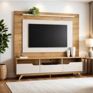 Home Theater Diplomata Cinamomo/Off White Larg. 2.00m para TV até 60'' - Valdemóveis