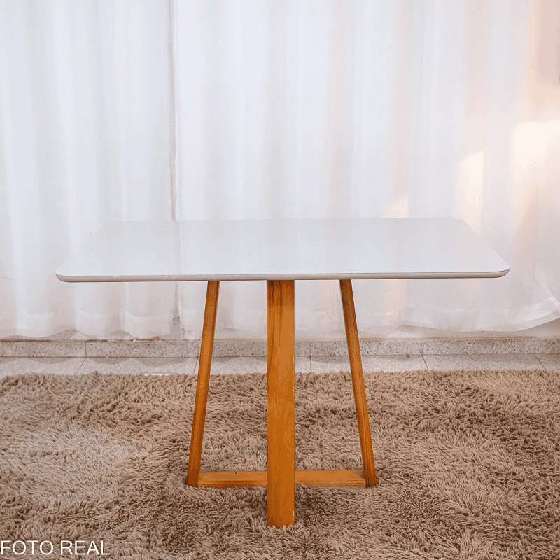 Mesa Bali 120×80 Vidro Off/Base Madeira - Minas Plac + 4 Cad. Gênova Veludo Bege 512 Madeira Art Assento - Entregue Montada - Imagem 9