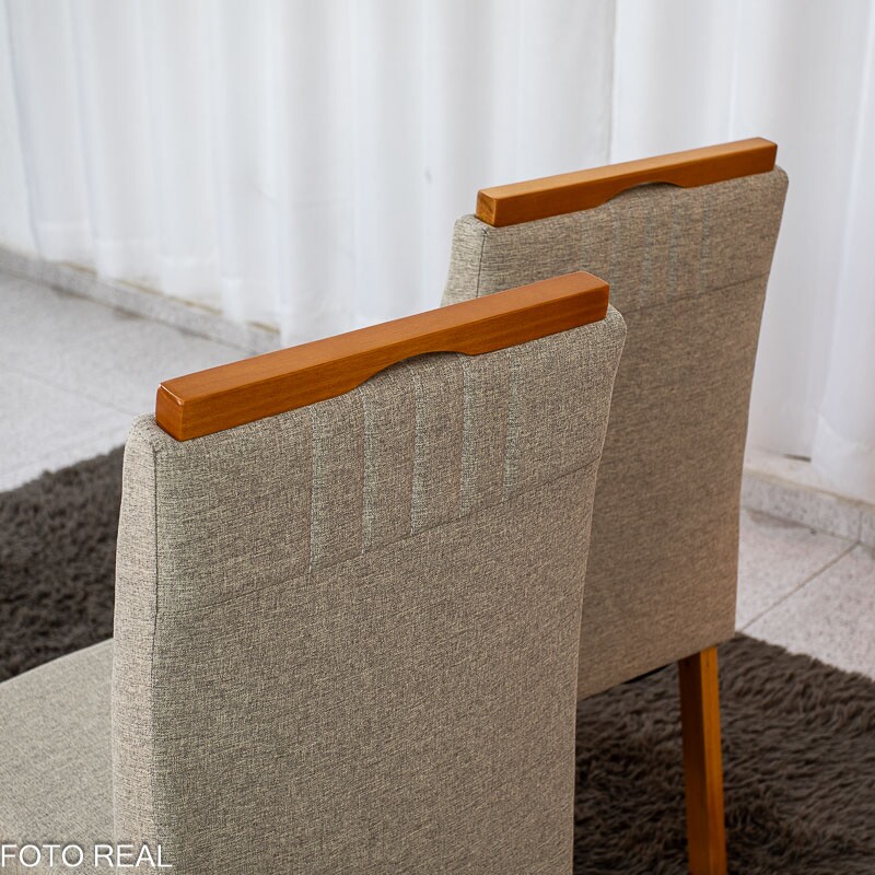 Mesa de Jantar Moscou 160x80 Vidro Off/Base Cinamomo + 6 Cad. Atlanta Linho Bege Cru Madeira Minas Plac - Entregue Montada - Imagem 15