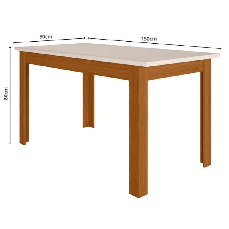 Mesa de Jantar Bellagio 150x80 Freijó UV/Tampo Off White + 6 Cad. Milano Freijó UV/Savana - Poliman - Imagem 4