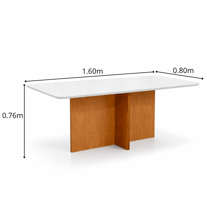 Mesa de Jantar Moscou 160x80 Vidro Off/Base Cinamomo - Minas Plac + 6 Cad. Gênova Veludo Cinza 507 Madeira Art Assentos - Entregue Montada - Imagem 9