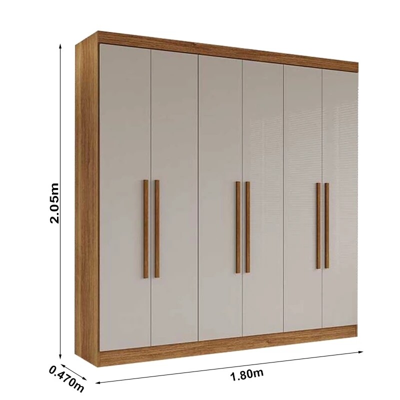 Modulado Apolo Premium + Modulado de Canto Fortaleza + Guarda-roupa Recife 6 Portas Cinamomo/Off - Sallêto - Imagem 13