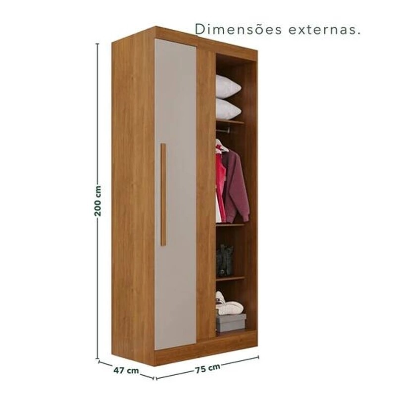 Modulado Apolo Premium + Modulado de Canto Fortaleza + Guarda-roupa Recife 6 Portas Cinamomo/Off - Sallêto - Imagem 10