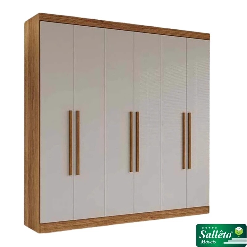 Modulado Apolo Premium + Modulado de Canto Fortaleza + Guarda-roupa Recife 6 Portas Cinamomo/Off - Sallêto - Imagem 11