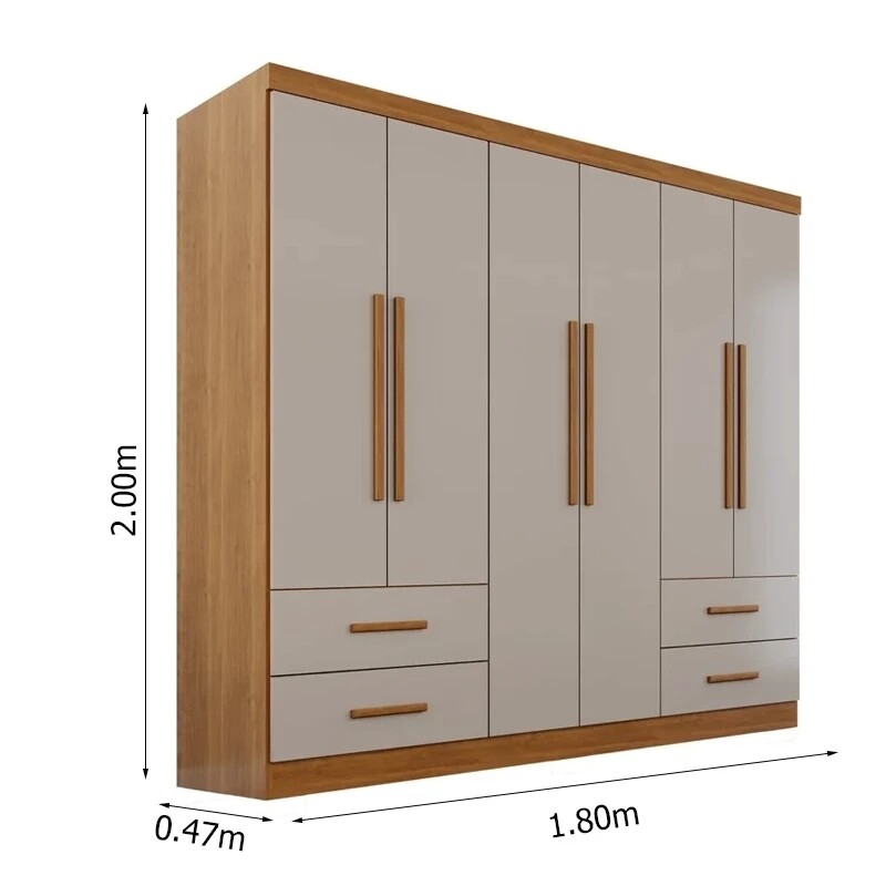 Modulado Apolo Premium + Modulado de Canto Fortaleza + Guarda-roupa Texas Premium 6 Portas Cinamomo/Off - Sallêto - Imagem 12