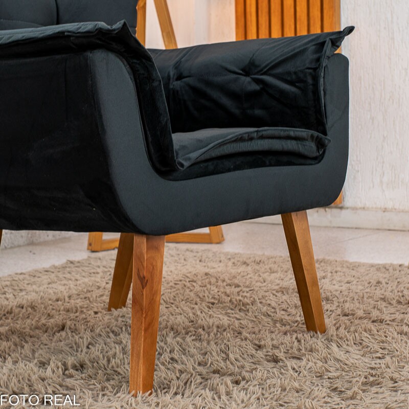 Poltrona Marlete Veludo Preto - Imagem 6