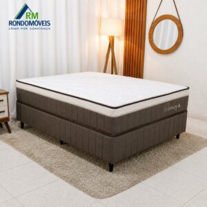 Box Casal Rondopremium + Colchão Premium Plus Molas Ensacadas Pocket 138x188x70 - Rondomóveis | Suporta até 240kg