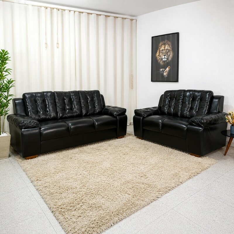 Sofá 3 e 2 lugares 240 Korino Preto - Rondomóveis