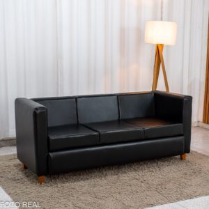 Sofá 3 Lugares Marselia 1.75m Corino Preto 300