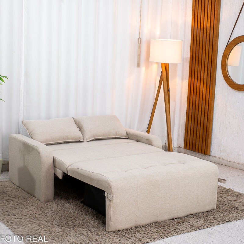 Sofá Cama Amora New Larg. 1.37m Linho Bege 488 - Imagem 6
