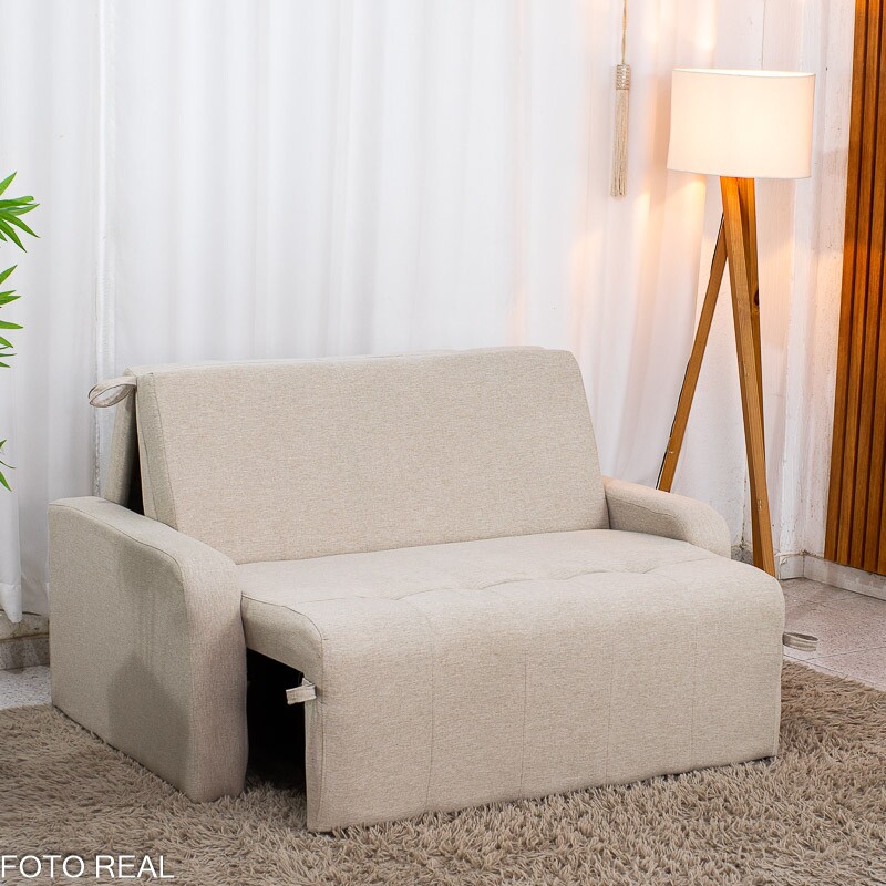 Sofá Cama Amora New Larg. 1.37m Linho Bege 488 - Imagem 8