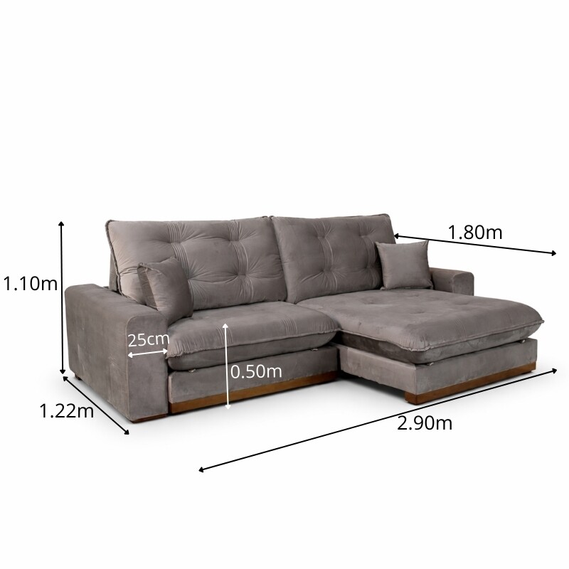 Sofá Retrátil Reclinável Ruah 2.90m Veludo Avelã 4052 - Molas Ensacadas - Imagem 4
