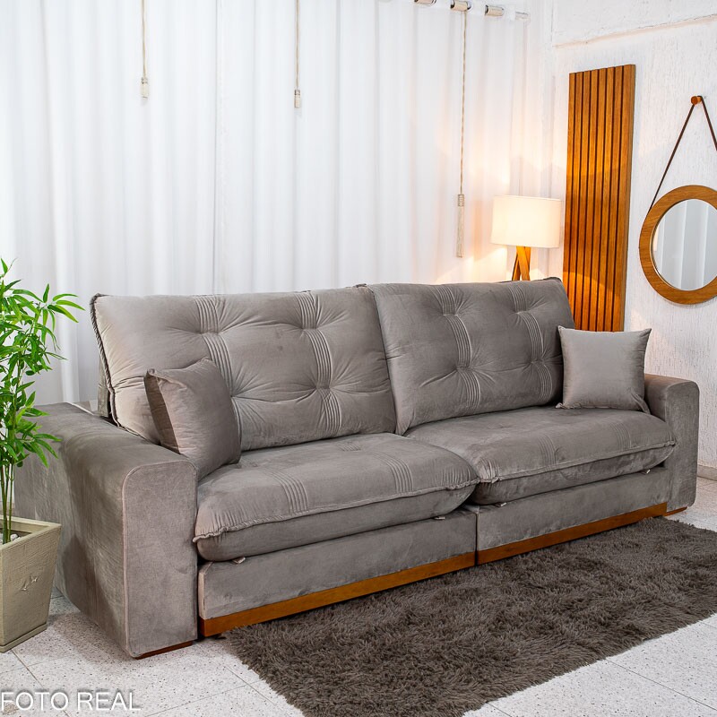 Sofá Retrátil Reclinável Ruah 2.90m Veludo Avelã 4052 - Molas Ensacadas - Imagem 6