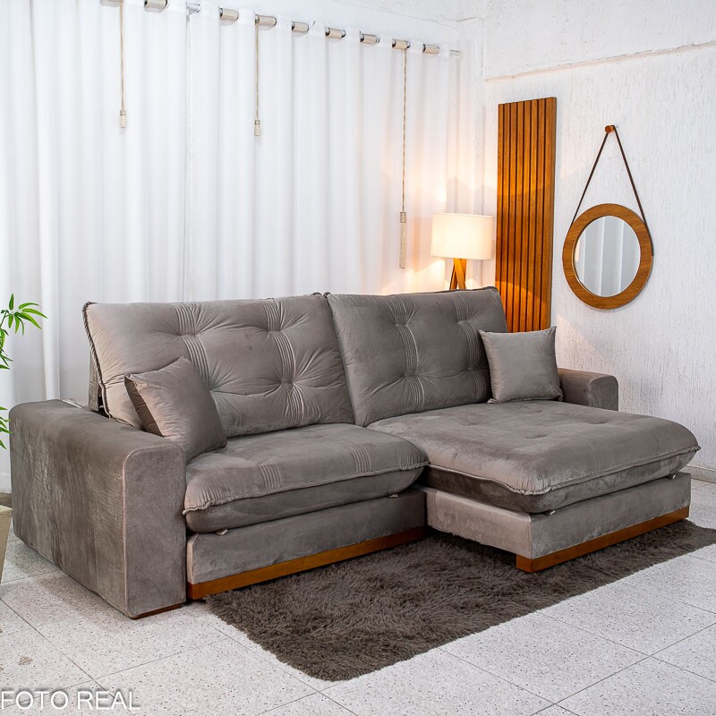Sofá Retrátil Reclinável Ruah 2.90m Veludo Avelã 4052 - Molas Ensacadas - Imagem 8