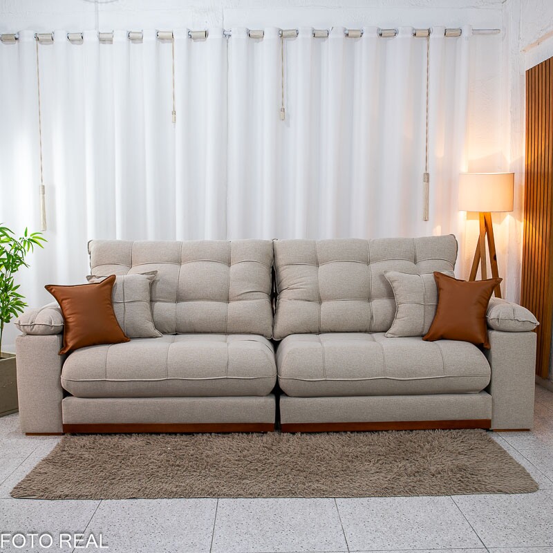 Sofá Retrátil Reclinável Verona 2.90m Linho Bege - Molas Ensacadas - Imagem 12