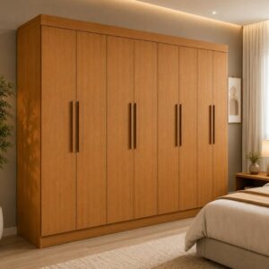 Guarda-roupa Andara Amêndoa 8 Portas 4 Gavetas Larg. 2.36m - Móveis Lopas