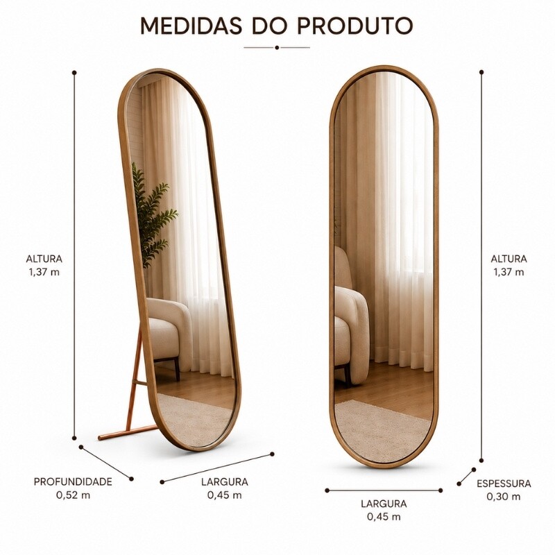 Toucador Alamanda Espelho Oval Castanho/Bronze - JB Bechara - Imagem 6