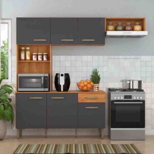 Cozinha Compacta Nina 6P1G Cinamomo/Grafite Fellicci